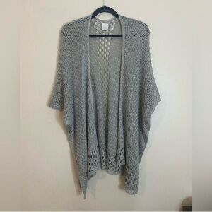 Sonoma Crochet Gray Open Knit Women's Kimono Poncho Sweater